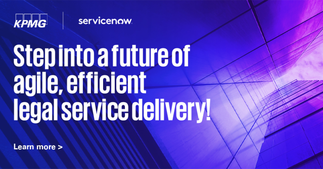 Legacy systems holding back your legal team? Transform with <a href="/KPMG/">KPMG</a> &amp; <a href="/ServiceNow/">ServiceNow</a>. Optimize operations, reduce risks &amp; slash costs. #LegalTech bit.ly/3V2z6ci