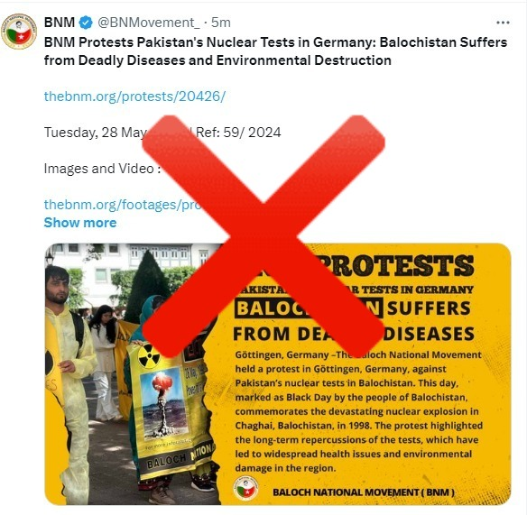 BalochHusna362's tweet photo. Propaganda against Pakistan's Nuclear program in Germany by BNM mercenaries is disgraceful Holding Pakistani passports these individuals betray their own country revealing their true agenda of maligning Pakistan for money.
#Balochistan #DebunkingPropaganda https://t.co/kdGTdMhmxi