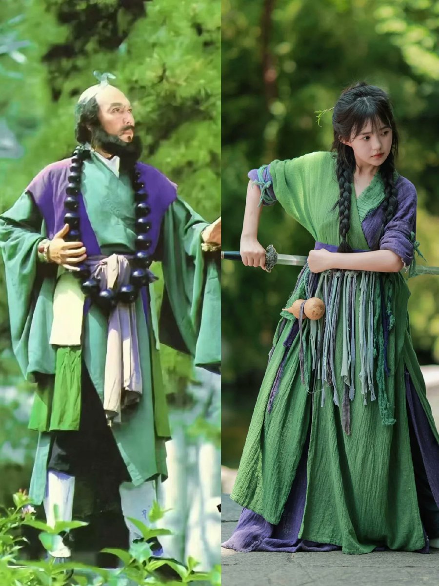 LauRufus's tweet photo. 时尚老祖沙和尚，教我穿搭。被情绪稳定的沙师弟征服了
紫色代表浪漫，绿色代表平静
好！我宣布：沙师弟就是妥妥的温柔男二人设啊，据说那串佛珠更是意义非凡，好帅！想谈。

哈哈哈哈哈逗你开心的 https://t.co/Ju75Dq0AFf