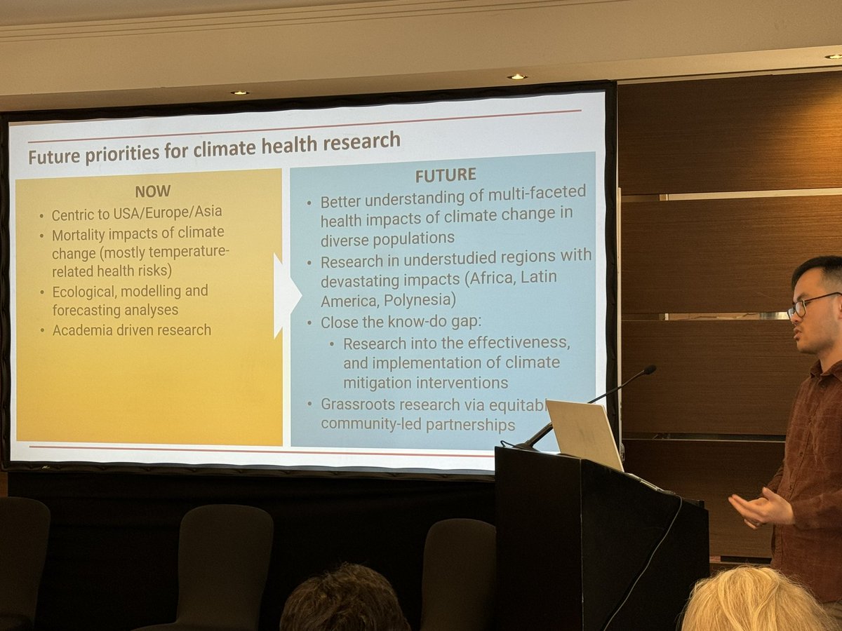 This is a powerfully informative slide from Dr Ming Yang of Nature Medicine on future directions of climate health research. 

Presented at #GHF2024 during #WHA77

@NatureMedicine