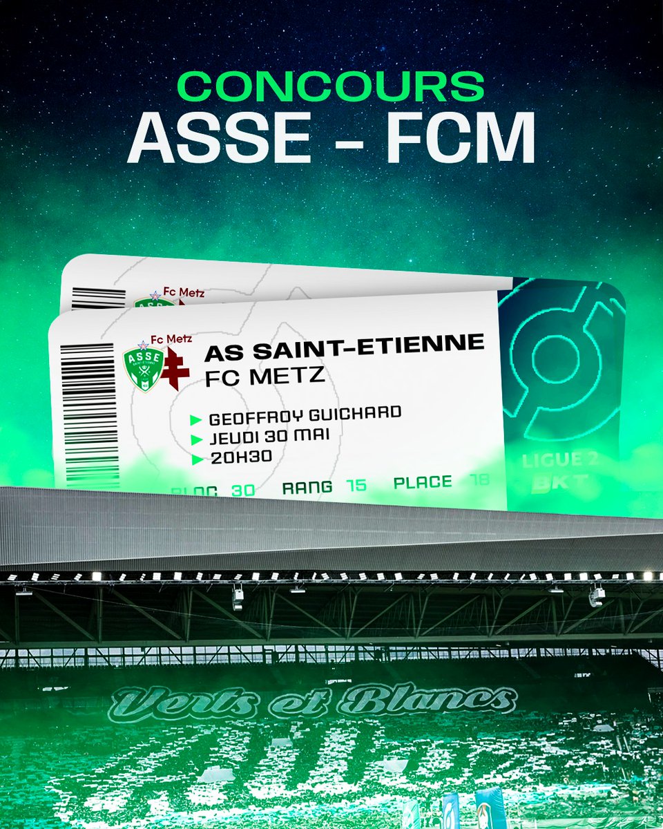 Actu Sainté (@actusainte) on Twitter photo 🎁 CONCOURS #ASSEFCM
Gagne 2 places pour assister au 1er tour des barrages ! ☘️
👉 RT + Follow <a href="/actusainte/">Actu Sainté</a>.
📲 Participes sur nos réseaux sociaux pour maximiser tes chances.
#ASSE 🎁 CONCOURS #ASSEFCM
Gagne 2 places pour assister au 1er tour des barrages ! ☘️
👉 RT + Follow <a href="/actusainte/">Actu Sainté</a>.
📲 Participes sur nos réseaux sociaux pour maximiser tes chances.
#ASSE