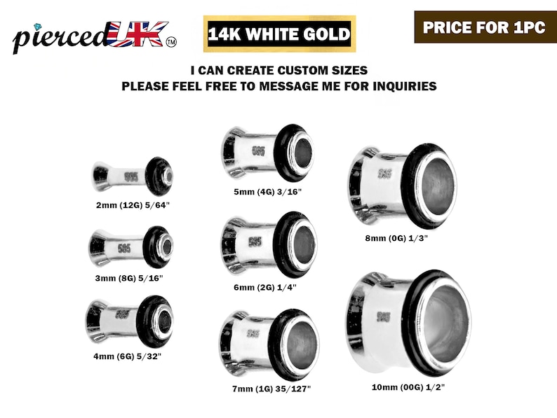PiercedUK's tweet image. 14K White Gold Ear Stretching Plugs,Single Flared Plug with Groove,Ear Gauges,Expander Body Piercing from 2G-10G. #earlobepiercing #tunnelwithrubberOring #tunnelguages #singleflaredplug #tunnelearrings #earstretchers  #14Kwhitegoldplugs #plugwithgrooves
🛒etsy.com/uk/listing/170…