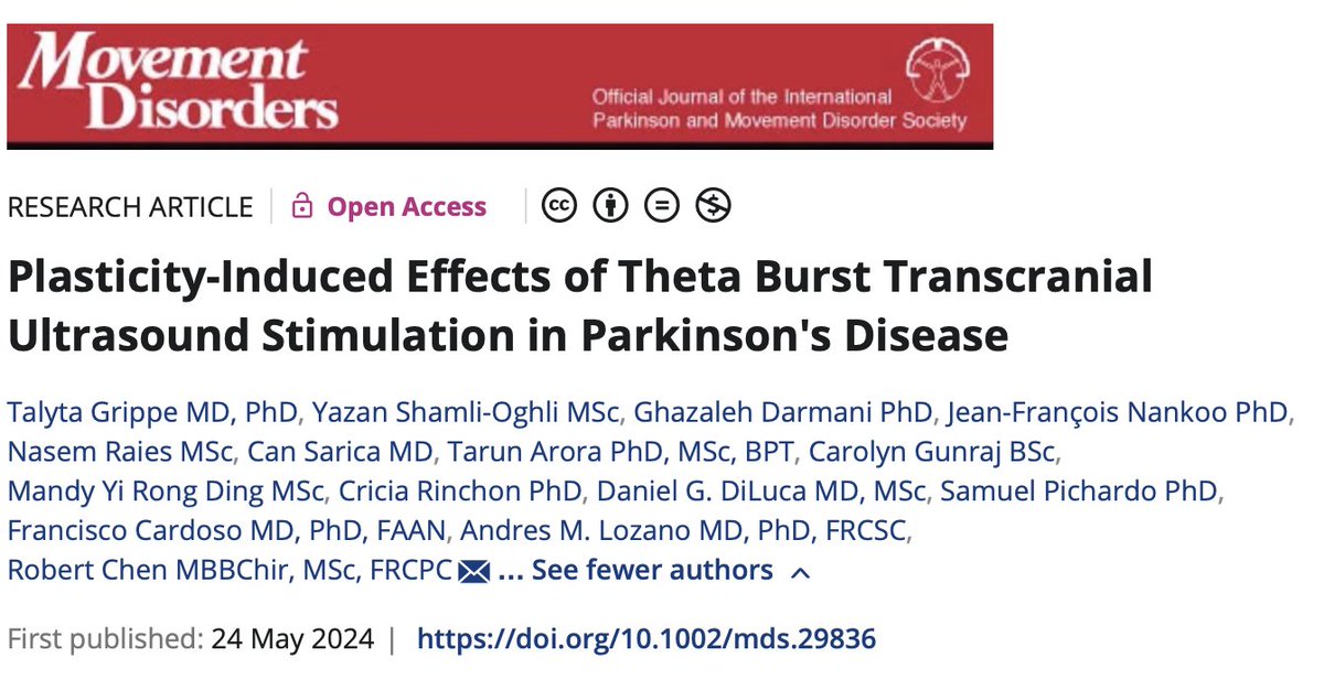 Can SARICA (@cansarica2) on Twitter photo Excited to share our latest #FocusedUltrasound study by <a href="/TalytaGrippe/">Talyta Grippe</a> in <a href="/MDJ_Journal/">Movement Disorders Journal</a>! We provide more safety and efficacy data on low-intensity #FUS for #Parkinson's Disease. Read more: …mentdisorders.onlinelibrary.wiley.com/doi/10.1002/md…
<a href="/movedisorder/">MDS</a> <a href="/FUSFoundation/">Focused Ultrasound Foundation</a> <a href="/KBI_UHN/">Krembil Brain Institute</a> <a href="/UofTNeuroSurge/">University of Toronto Neurosurgery</a> <a href="/UofTNeurology/">UToronto Neurology</a> Excited to share our latest #FocusedUltrasound study by <a href="/TalytaGrippe/">Talyta Grippe</a> in <a href="/MDJ_Journal/">Movement Disorders Journal</a>! We provide more safety and efficacy data on low-intensity #FUS for #Parkinson's Disease. Read more: …mentdisorders.onlinelibrary.wiley.com/doi/10.1002/md…
<a href="/movedisorder/">MDS</a> <a href="/FUSFoundation/">Focused Ultrasound Foundation</a> <a href="/KBI_UHN/">Krembil Brain Institute</a> <a href="/UofTNeuroSurge/">University of Toronto Neurosurgery</a> <a href="/UofTNeurology/">UToronto Neurology</a>