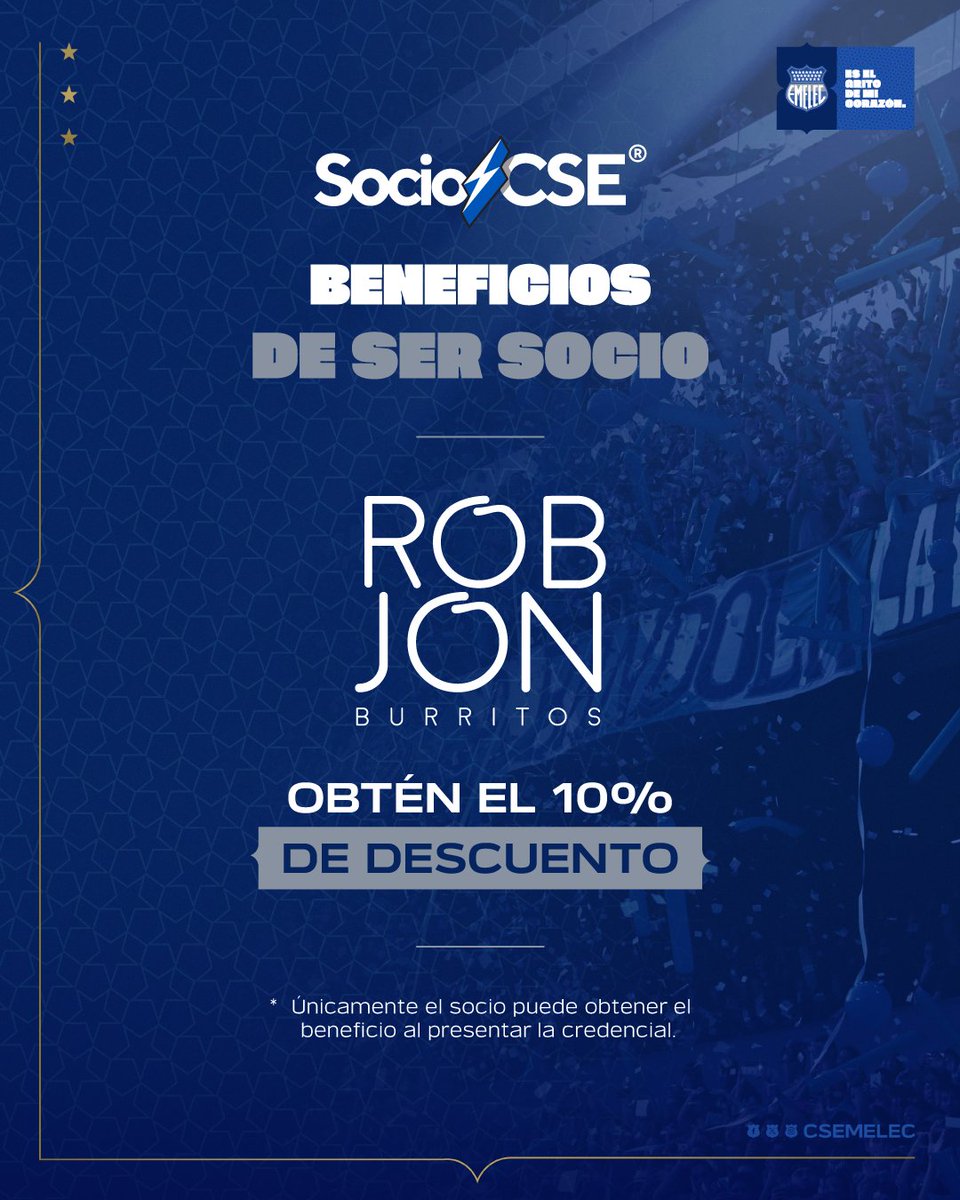 🌯¿Estás buscando donde comer un burrito? ⚡¡Obtén el 10% de descuento en Rob Jon Burritos, presentando tu credencial de socio! #PorEmelec 🤜🏻🤛🏻 #SomosMás ✊🏻