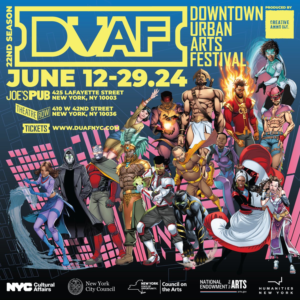 Come one, come all. The 22nd season of the Downtown Urban Arts Festival is on its way! Check out performances by 16 of the best emerging playwrights June 12 - 29. Tickets available at duafnyc.com

#DUAFNYC #DUAF2024