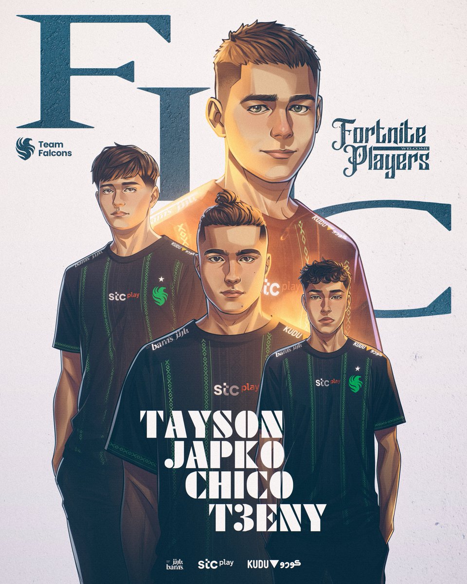 Falcons Esports (@falconsesport) on Twitter photo NEW WINGS, NEW WINS! 🏆
Introducing our <a href="/ESL_Fortnite/">ESL ft. Fortnite</a> team 🤩
🦅 <a href="/taysonFN/">Falcon TaySon</a>
🦅 <a href="/t3enyFN/">t3eny</a>
🦅 <a href="/chic0fn/">XPS Chico</a>
🦅 <a href="/japko21/">japko</a>
#FalconsAreHere | #شجع_الأخضر NEW WINGS, NEW WINS! 🏆
Introducing our <a href="/ESL_Fortnite/">ESL ft. Fortnite</a> team 🤩
🦅 <a href="/taysonFN/">Falcon TaySon</a>
🦅 <a href="/t3enyFN/">t3eny</a>
🦅 <a href="/chic0fn/">XPS Chico</a>
🦅 <a href="/japko21/">japko</a>
#FalconsAreHere | #شجع_الأخضر