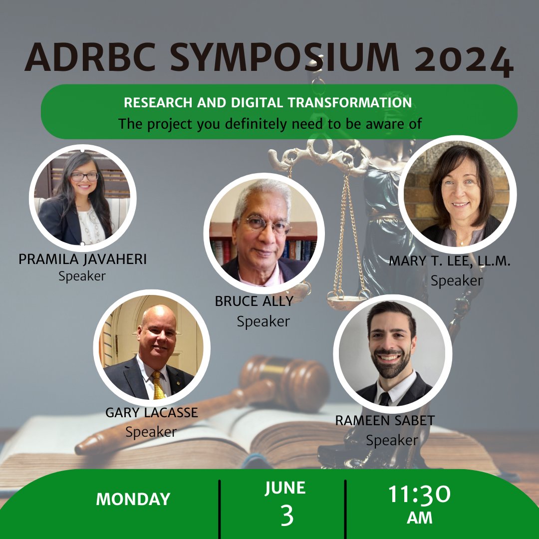 🎯 Research and Digital Transformation, Day 1 11:30 AM
❗️ Only 5 days left. Save your seat! : adrbc.com/symposium/symp… 
➡️ Read more about our speakers: adrbc.com/2024-speakers/ 
➡️ Full program of Symposium 2024: adrbc.com/2024-schedule-… 

#adrbc #adric #adrio #adr #mediation