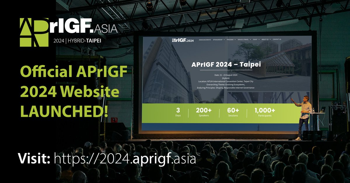 ➡ The APrIGF 2024 website is now live!
🌐 Visit: 2024.aprigf.asia for more information!
#InternetGovernance #aprigf2024 #AsiaPacificRegion