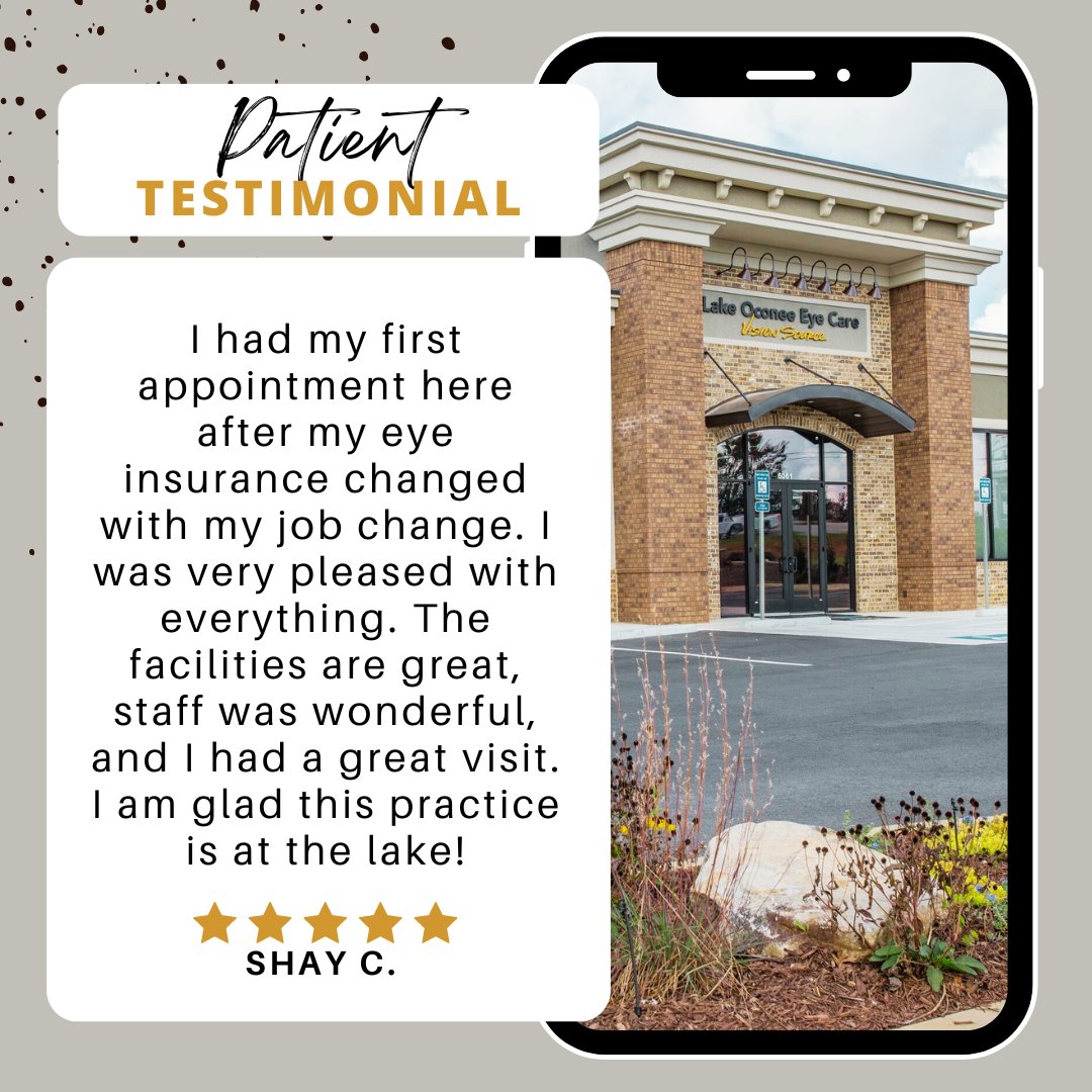 We treat you like family! Your support is our driving force in delivering the best eye care. We're just a call away whenever you need us, from routine check-ups to urgent care. Thank you, Shay, for your honest feedback. 💛 

📞 706-453-4535

#LakeOconee #Testimonial