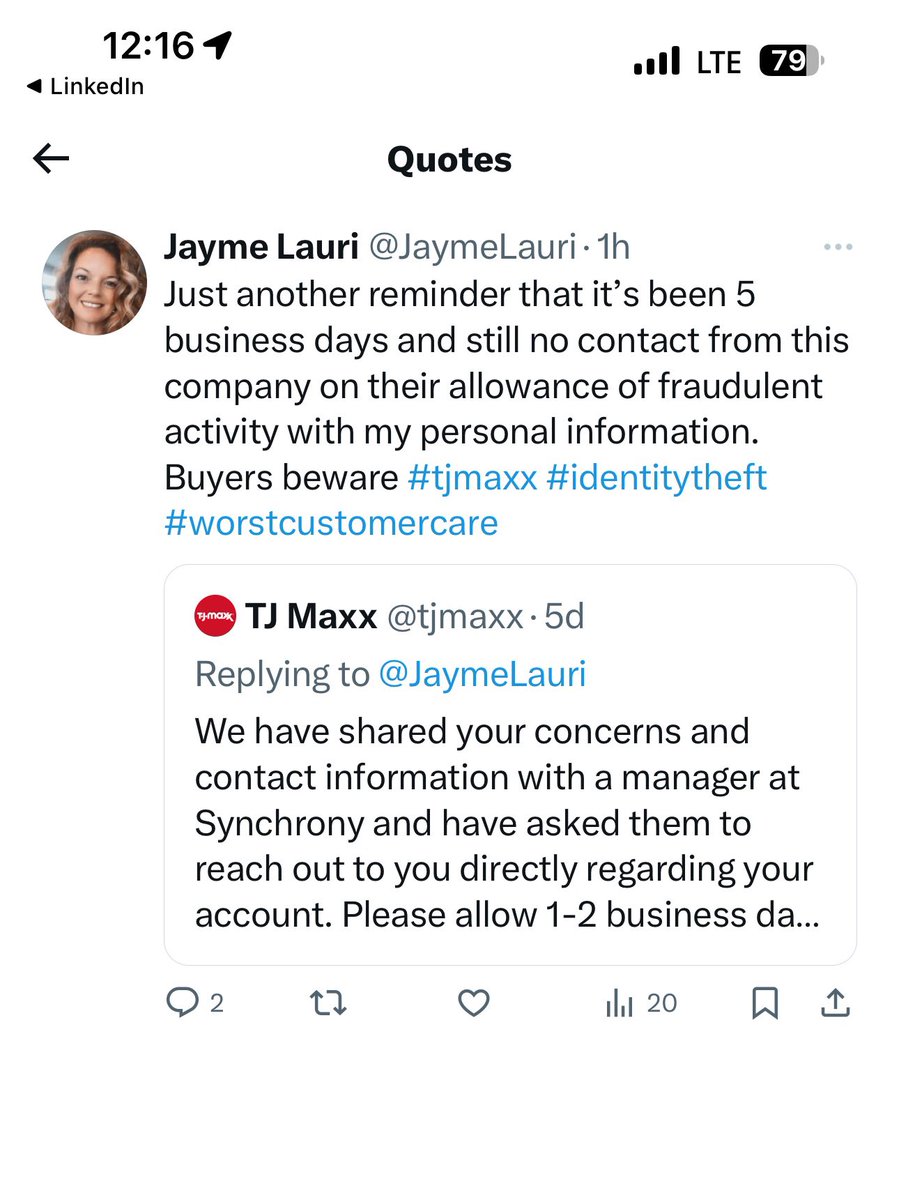 JaymeLauri's tweet photo. For all those following along, this was the post I’m referring to. They love to post how helpful they will be but never do what they say. It’s exhausting. I didn’t even sign up for this card, I encourage you all to NEVER do it willingly. https://t.co/0Vg94dhnez