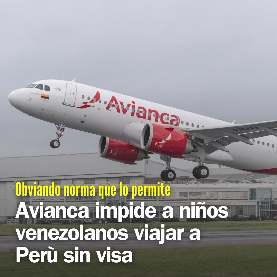 De manera recurrente <a href="/avianca/">avianca</a> impide que menores de edad de nacionalidad venezolana aborden sus vuelos en transito a Perú, al exigirle visas de las cuales están exentos en el marco de lo establecido en  Resolución de Superintendencia N° 00000177-2019-MIGRACIONES <a href="/MigracionesPe/">Migraciones Perú</a>