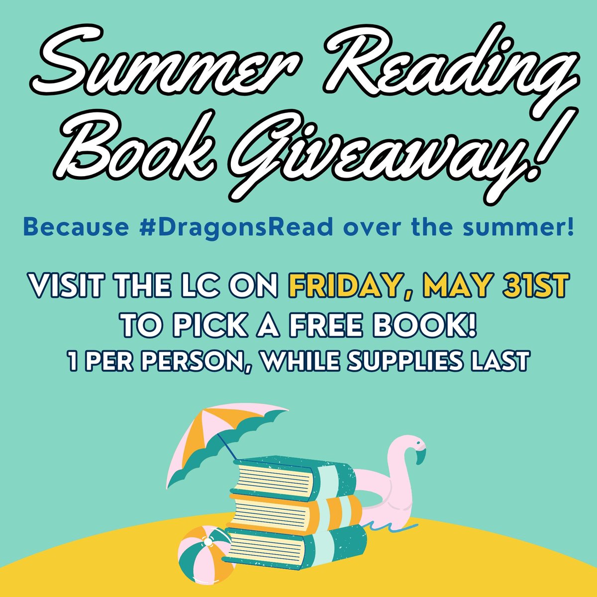 Visit the LC on Friday and grab a FREE book to enjoy this summer! We have over 250 books to giveaway -- 1 per person, while supplies last! 
#DragonsRead #lohslc #ProtectTheThunder #AlwaysLakeOrion