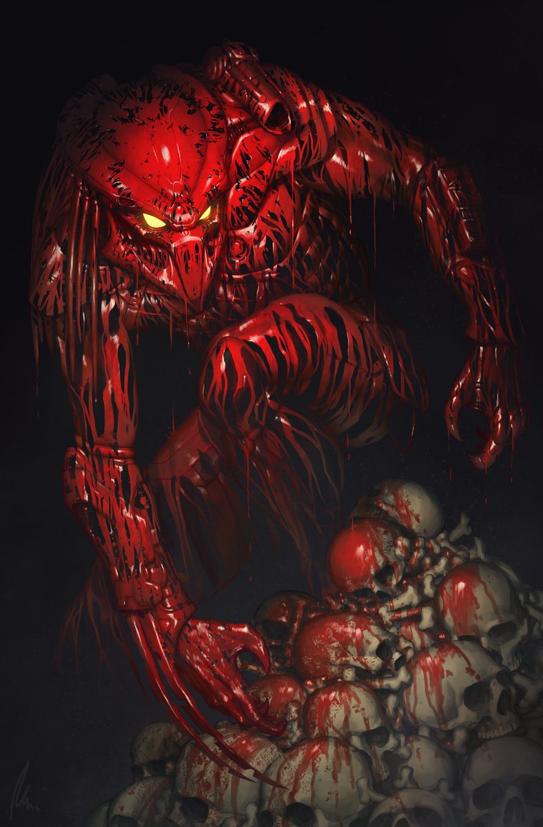 This fantastic artwork depicting a bloody #Predator comes to us via the talent of Max Elmberg Sjöholm. #Yautja #PredatorBadlands #AlienvsPredator #AliensvsPredator #StanWinston #MaxElmbergSjöholm