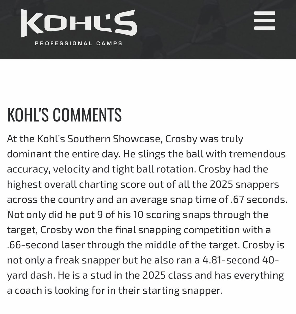 Grateful to receive my 5⭐️ <a href="/KohlsSnapping/">Kohl's Snapping Camps</a> rating this morning. Thank you <a href="/Coach_Casper/">Coach Casey Casper</a> and kohls staff!  #9 in the country #1 in Tennessee
 <a href="/Bamasnap/">Coach Jackson Cook</a> <a href="/OneOnOneKicking/">OneOnOne Kicking Camps🏈</a> <a href="/ECSAthletics/">ECS Eagles Athletics</a> 
<a href="/BlakeButler63/">Blake Butler</a>