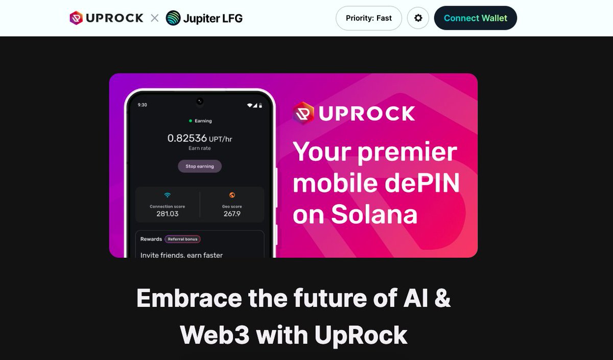 UpRockCom's tweet photo. The Jupiter LFG Launchpad Site for $UPT is now live!

🔗 Link: https://t.co/vGQtJzEpmn
⏰ Launch Time: May 30th, 4 PM UTC

Dive into the details of the $UPT token launch as we count down the final 48 hours. Explore the price curve and the initial price of the $UPT token launch pool.

Connect your wallet to:
➤ Check your airdrop allocation
➤ Set up your DCA
➤ Place limit orders ahead of time

Tune in 10 minutes to learn more:
https://t.co/DRSjBjsfve