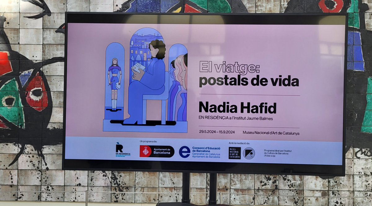 MuseuNac_Cat's tweet photo. Molt contents de presentar "El viatge: postals de vida", un projecte en col.laboració amb l'@insJaumeBalmes, @bcncultura i @ExperimentemART. La il.lustradora #NadiaHafid ha acompanyat l'alumnat del Jaume Balmes en aquest viatge. https://t.co/dTA8i4Ib2g