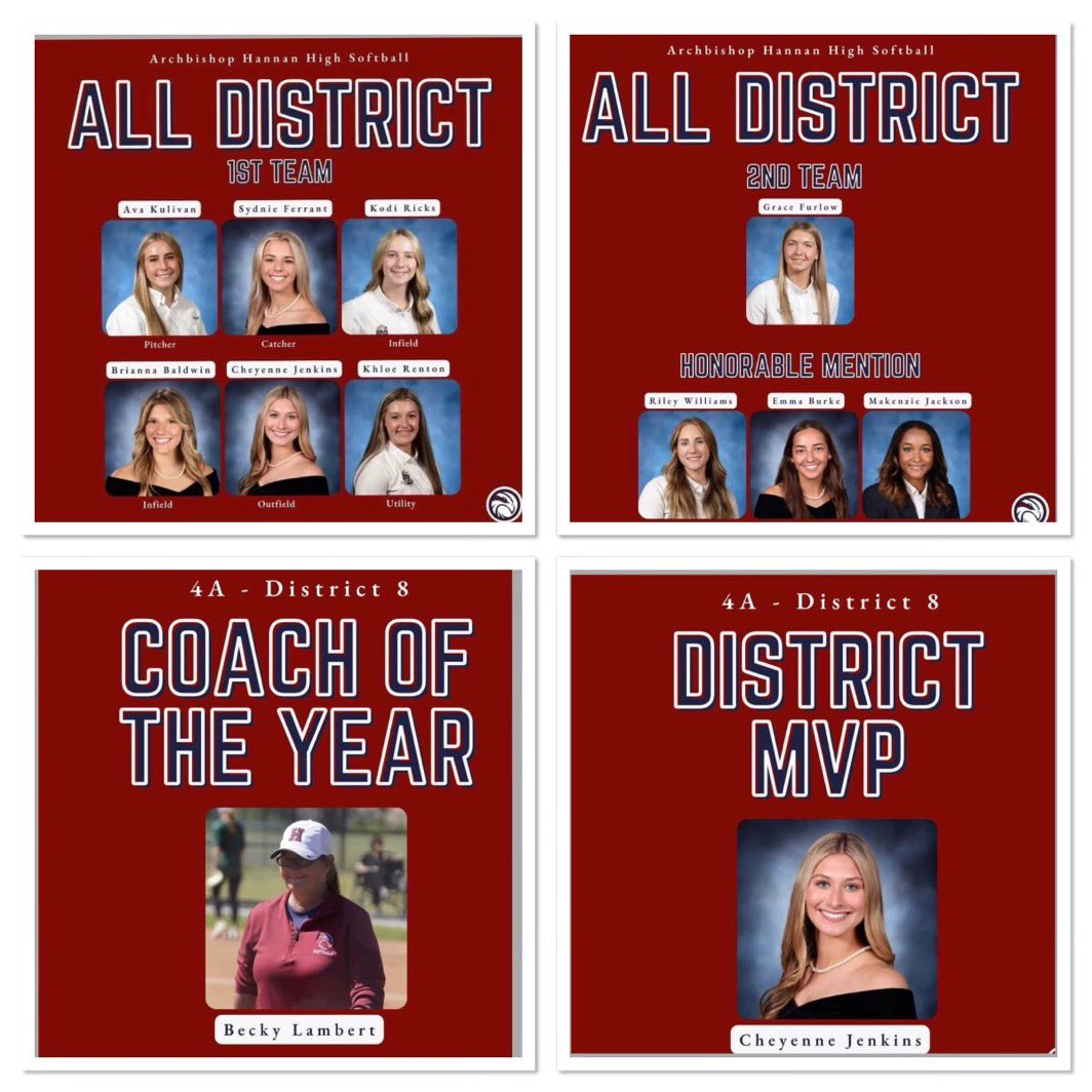 cheyennej05's tweet photo. So honored to be named District MVP and First Team All-District! Congrats to Coach Becky and my teammates as well! So proud of everyone! @hannansoftball @UNITED_18U @molly_fichtner @leawodach @ULM_Softball https://t.co/Hr8t79nm18