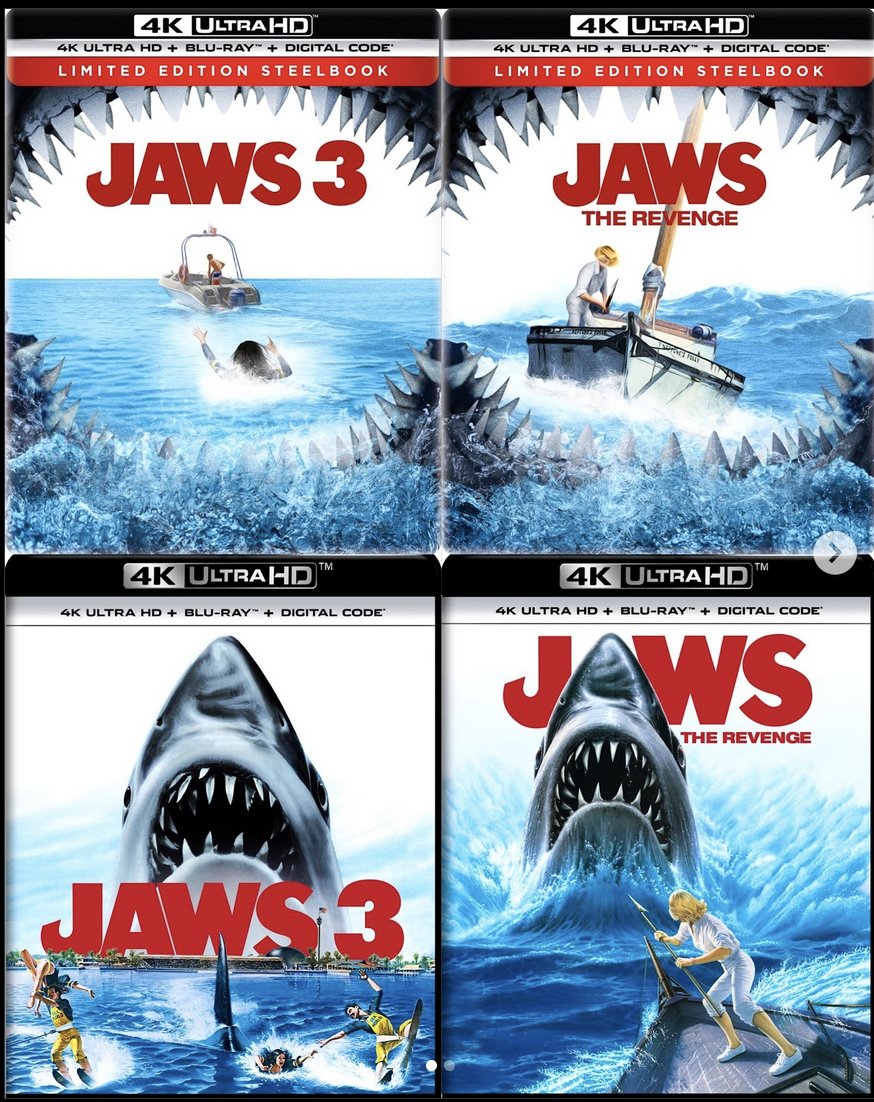 JAWS 3-D and #JAWS The Revenge are getting a 4K and steelbook release this summer. More info here: thedailyjaws.com/news/jaws-sequ…