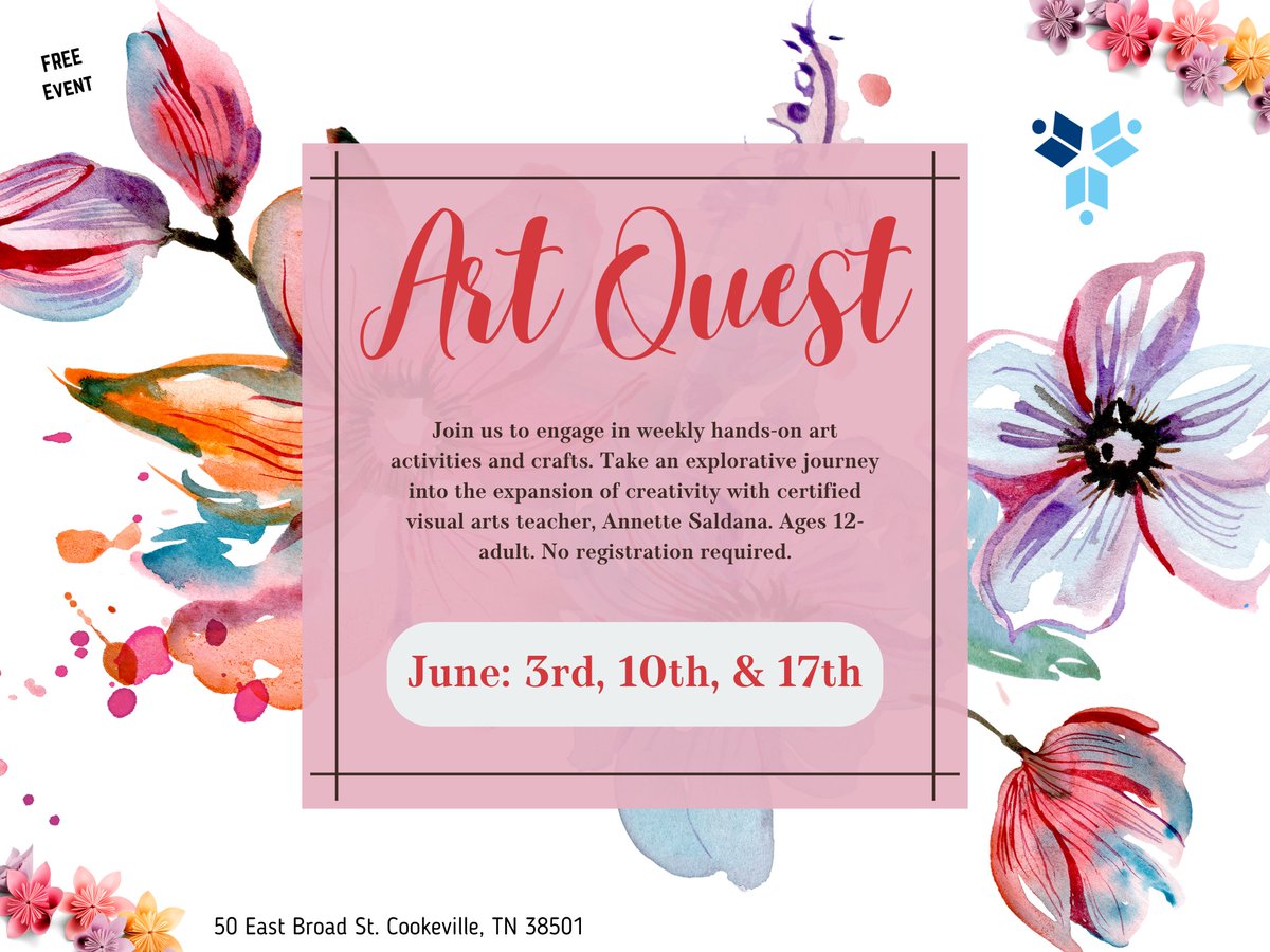 Join us at the Cookeville Library Monday, June 3rd at 10:15am for our Art Quest program! We will engage in hands-on art activities and crafts. This program will be led by certified visual arts teacher Anette Saldana.
#artquest #visitcookeville #mostimportantplaceintown