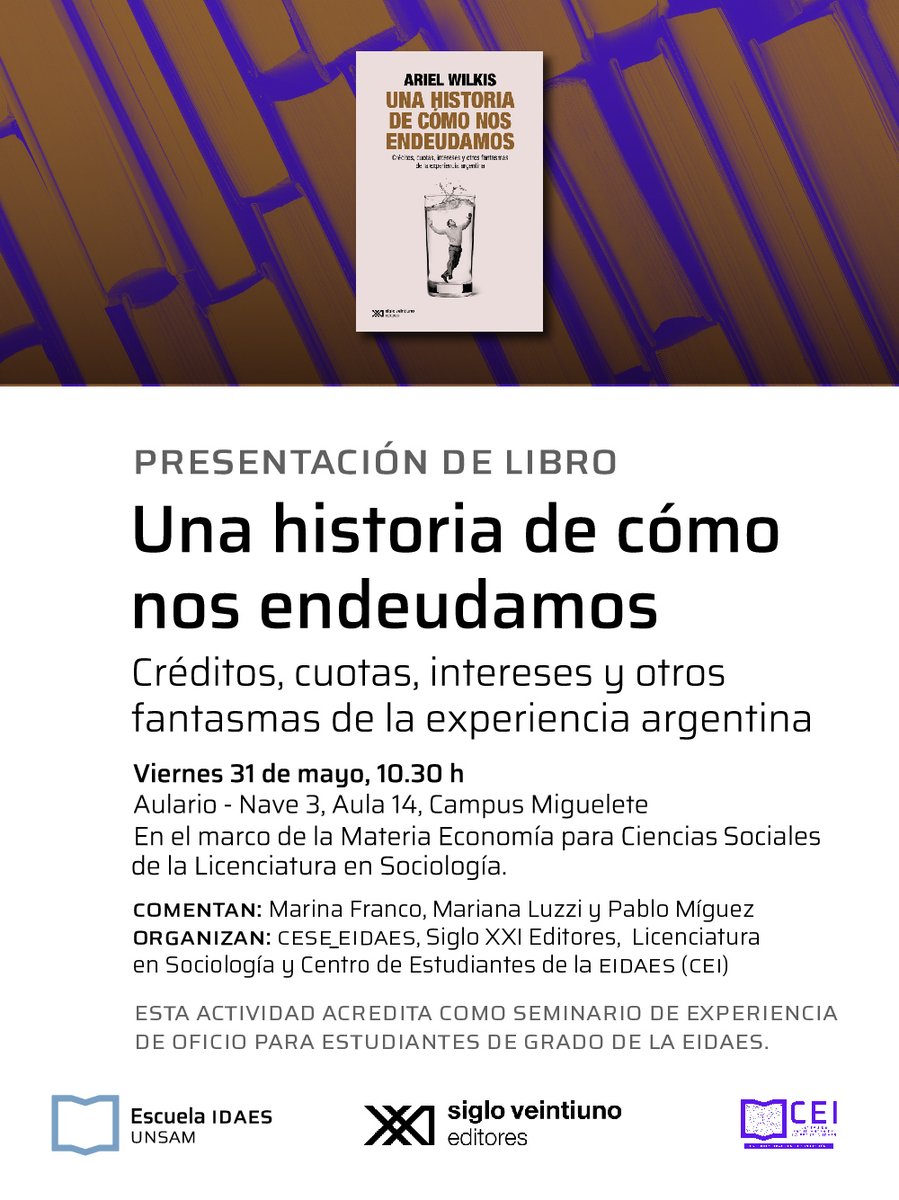 [ESTE VIERNES] En el marco de la materia "Economía para Ciencias Sociales" de la Licenciatura en Sociología, lxs invitamos a la presentación del libro de <a href="/AWILKIS/">ariel wilkis</a>, en la que participarán Marina Franco, <a href="/LuzziMariana/">Mariana Luzzi 💚</a> y Pablo Míguez 👇✨