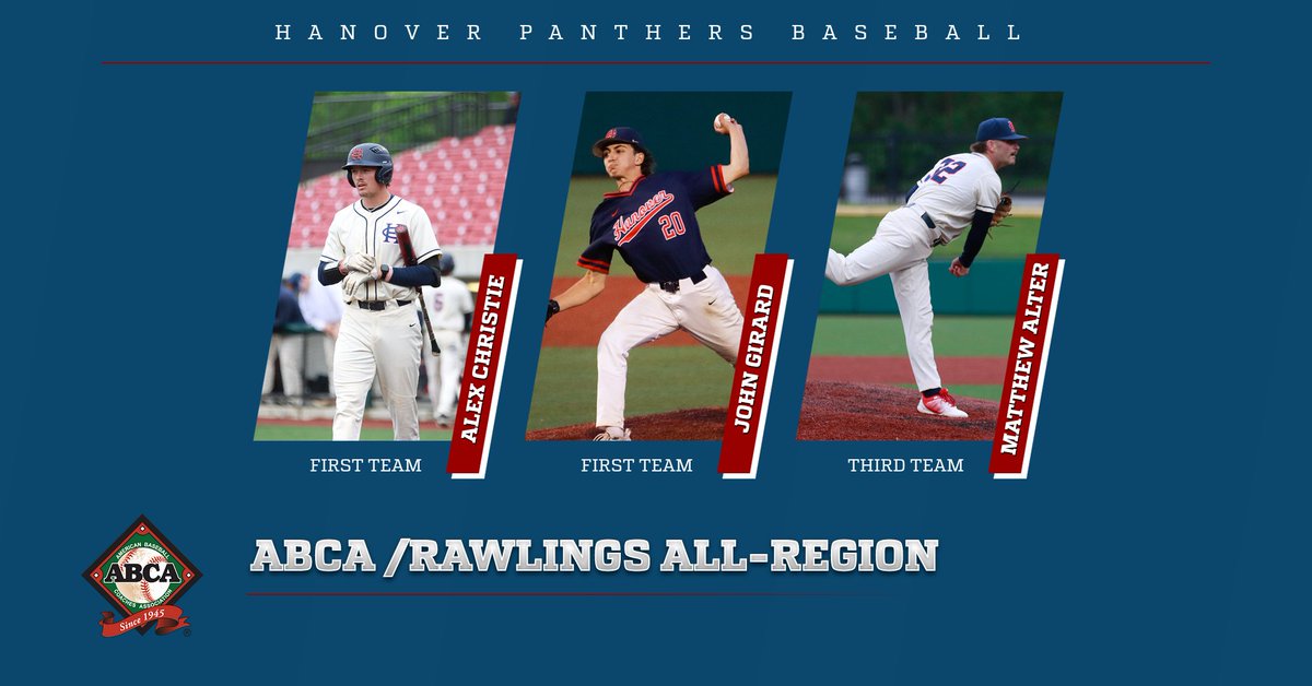 ABCA/Rawlings All-Region teams announced with three Panthers being honored! #StripeStandard