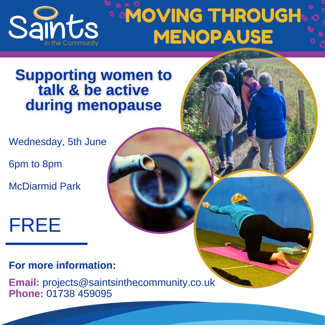 Saints in the Community (@saints_trust) on Twitter photo ♀️l Our monthly Moving Through Menopause initiative for local women continues next Wednesday at the home of <a href="/StJohnstone/">St. Johnstone FC</a>!
🗓️Wed, 5th June
🕔6 - 7pm: Physical Activity
🕔7 - 8pm: Drop in Cafe
📍McDiarmid Park
Book ⬇️
bookings.saintsinthecommunity.co.uk ♀️l Our monthly Moving Through Menopause initiative for local women continues next Wednesday at the home of <a href="/StJohnstone/">St. Johnstone FC</a>!
🗓️Wed, 5th June
🕔6 - 7pm: Physical Activity
🕔7 - 8pm: Drop in Cafe
📍McDiarmid Park
Book ⬇️
bookings.saintsinthecommunity.co.uk