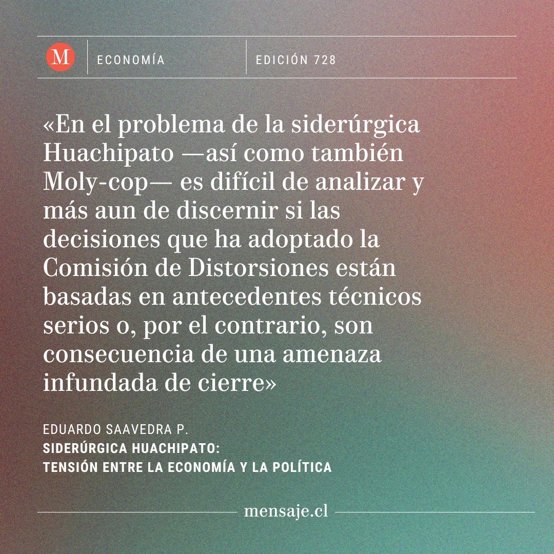 «Siderúrgica Huachipato: Tensión entre la economía y la política», por Eduardo Saavedra. El caso del acero proveniente de China es un muy buen ejemplo de cómo podría estar atentando la estrategia de dumping en el mercado chileno... Léelo en Mensaje.cl ¡Suscríbete!