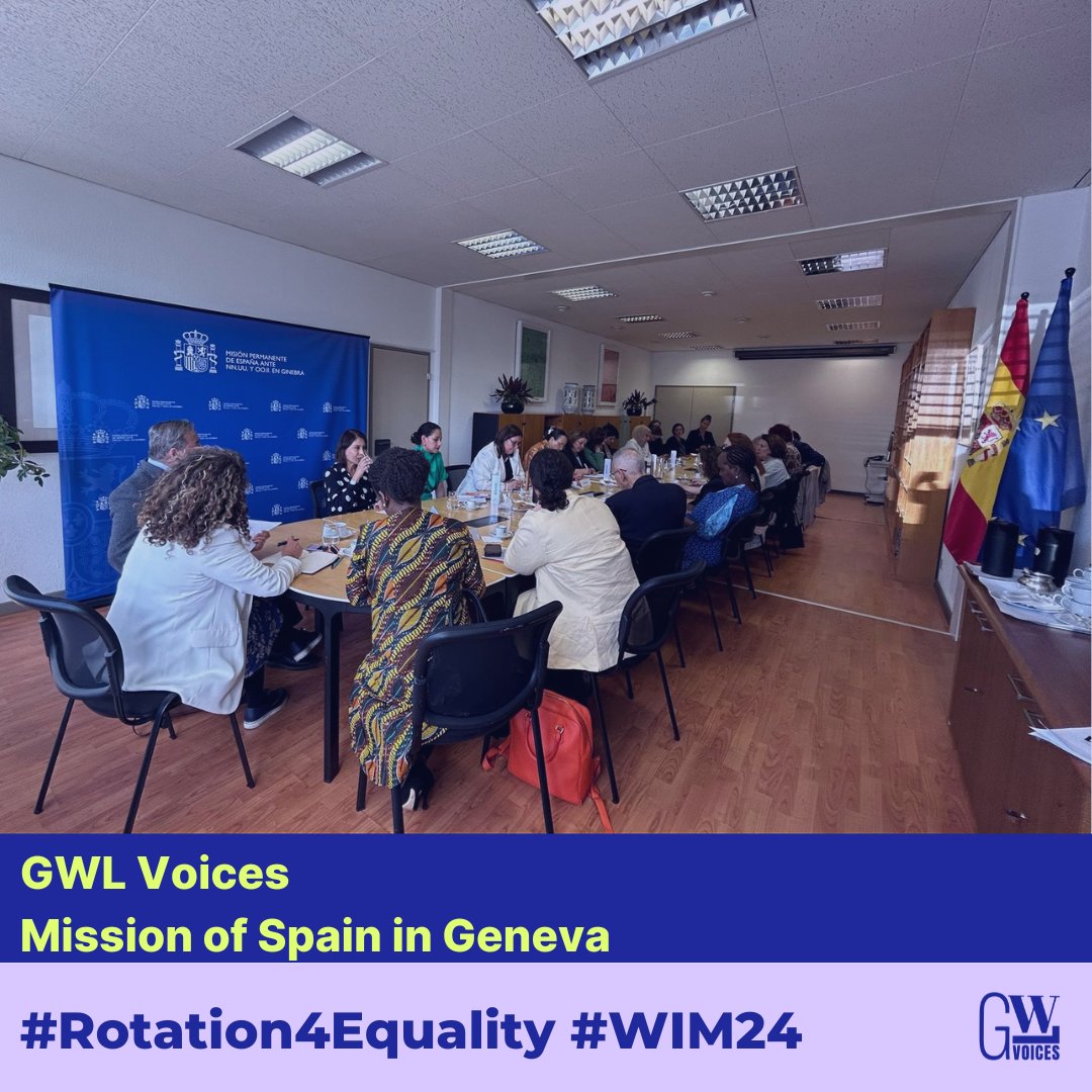 🇪🇸✨ Thank you to @SpainUNGeneva for hosting #GWLVoices to present #WIM24 & #Rotation4Equality campaign. It was an honor to share our insights with a diverse group of member states. Together, we can make a difference! 🌍✊ @SusanaMalcorra, @mfespinosaEC, and @flaviabustreo