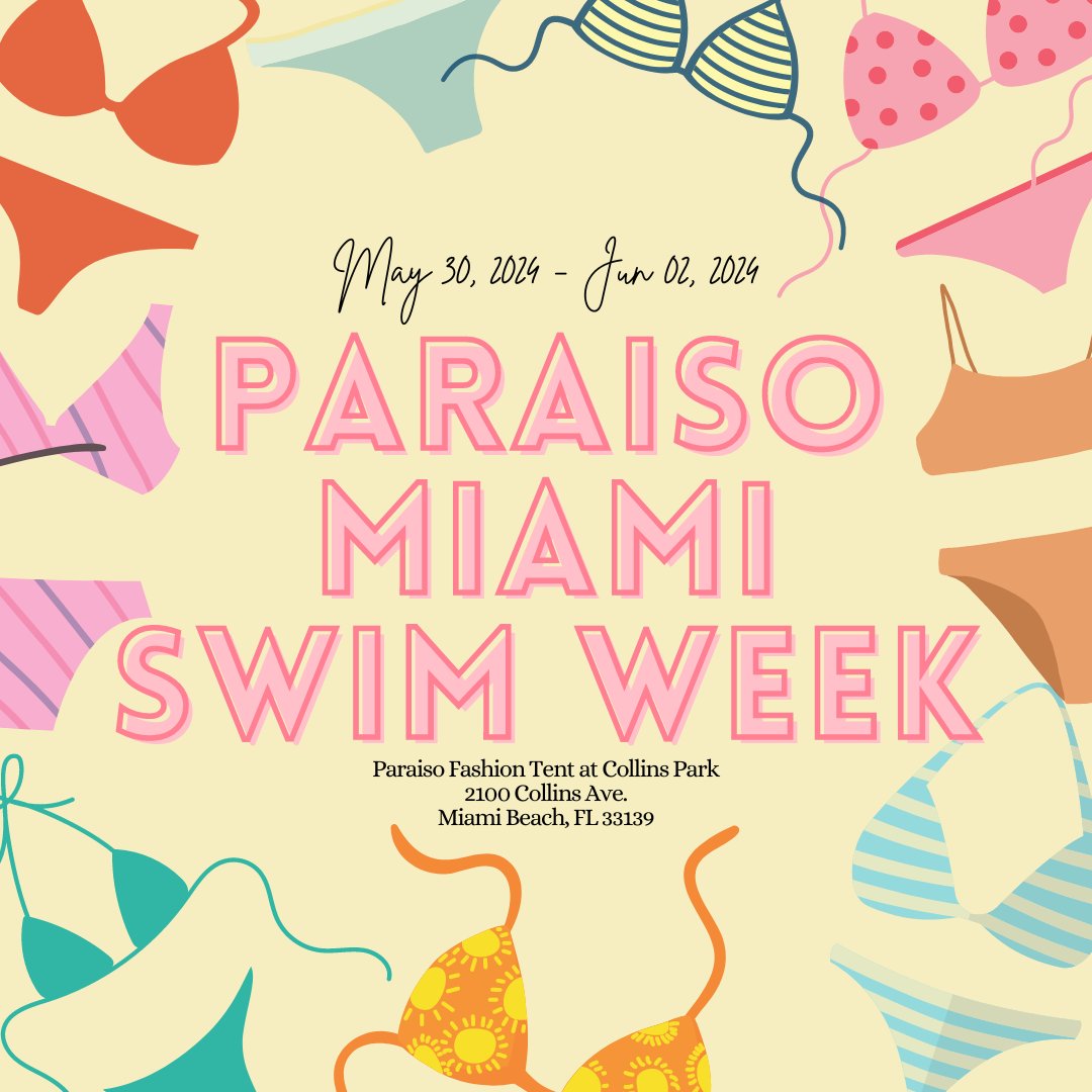 TyketApp's tweet photo. Dive into the ultimate celebration of summer style at PARAISO Miami Swim Week! Don't miss out on the 20th-anniversary festivities featuring top designers, runway spectacles, and the Summer Fashion Summit. Get ready to make a splash in style! 🌴👙✨ https://t.co/xkRxZ9Prcx