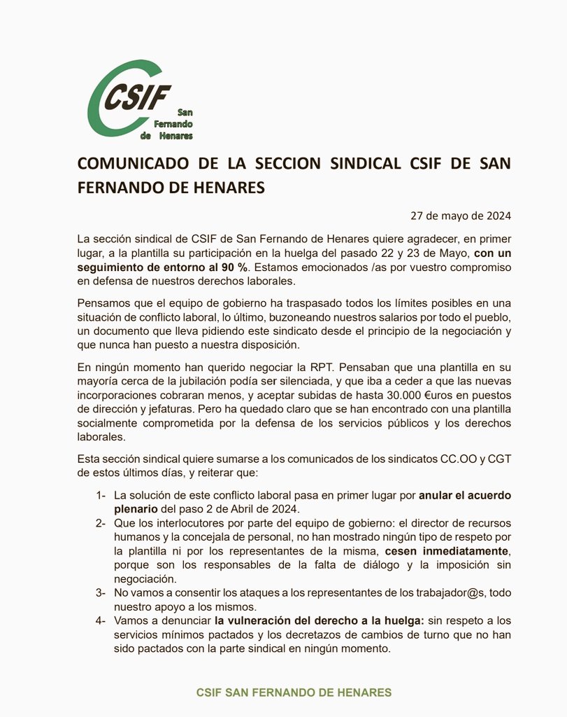 Trabajador@s Municipales San Fernando de Henares tweet media