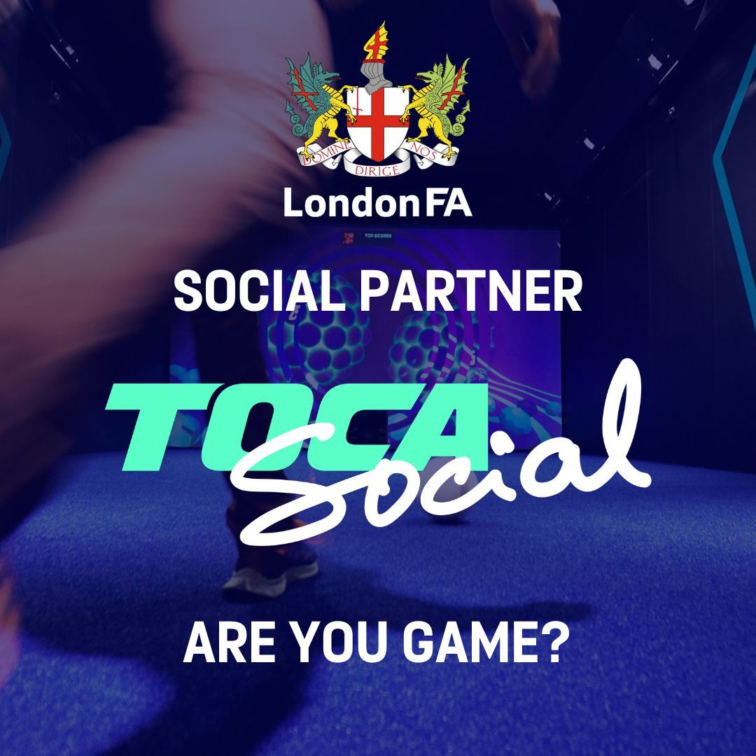 With end of season celebrations in full swing, why not get your game faces on and celebrate your club’s success at @TOCAsocialUK 🥳 Affiliated clubs can access deals and discounts to immerse themselves in TOCA’s football games and enjoy their 🍽️ & 🍻 toca.social/londonfa