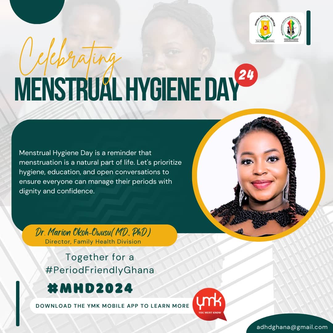 adhdghana's tweet photo. The Director of the Family Health Division has joined us in championing the cause for a #PeriodFriendlyWorld!
we prioritize the well-being and dignity of all women and girls, regardless of their background or circumstances.
#MHD2024
#YouMustKnow https://t.co/Jzs3W3oUDh