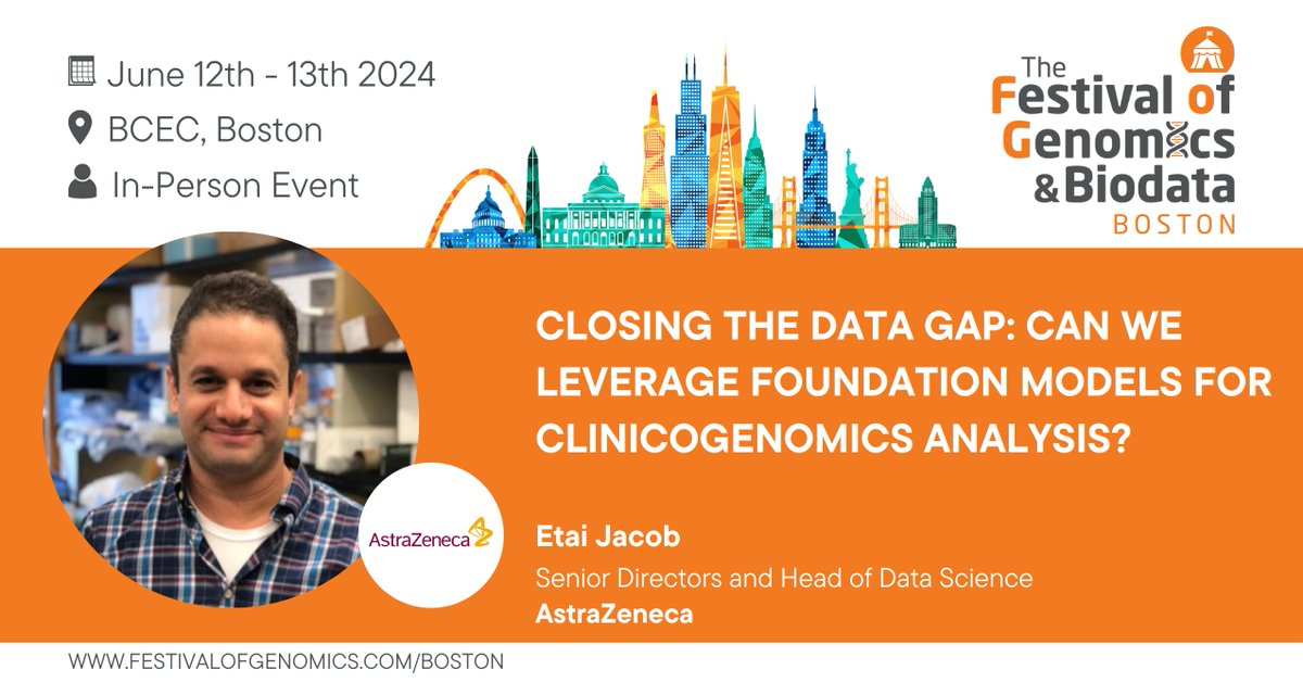 Using #ML, #AI and Foundation Models to improve target discovery is a topic close to the heart of #FOGBoston. Hence, we’re delighted to host @etaijacob from @AstraZeneca speaking on the topic of clinicogenomics analysis. Register for: hubs.la/Q02y5ybv0