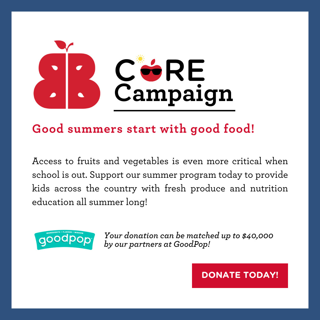 😎Good summers start with good food!🍎

Support our summer program to provide kids across the country with fresh produce & #nutritioneducation all summer!

Your donation can be matched up to $40,000 by our partners at @GoodPop. Give today brighterbites.org/corecampaign