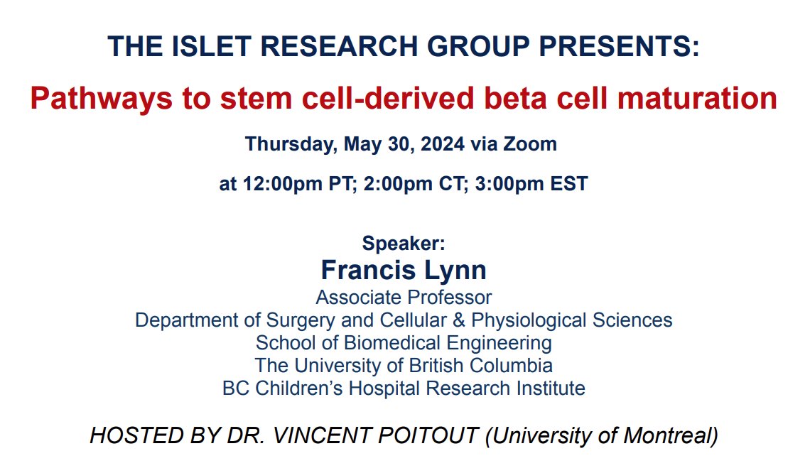 Team Canada capping off the season! 
Francis Lynn @nictitate this Thursday talking about islet cell development using stem cell models, hosted by Vincent Poitout.