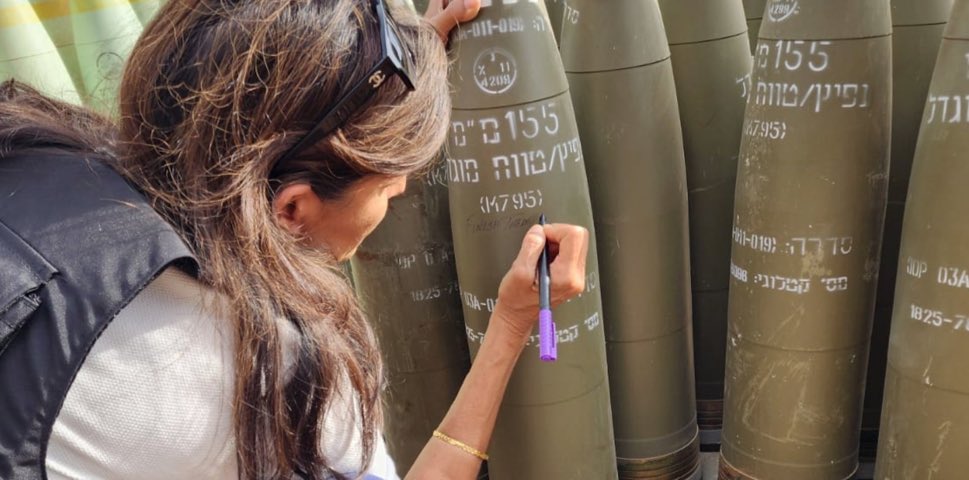 A former U.S. ambassador to the UN literally signing her name to war crimes. Hopefully this missile will be a dud, just like @NikkiHaley presidential run.