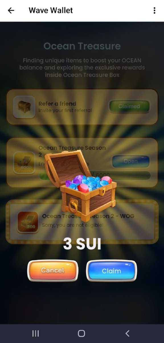 I just won in the Ocean Treasure Season 2 event. There are so many Treasure Seasons are coming.

Join with me: t.me/waveonsuibot 

<a href="/WaveOnSui/">Wave 🌊</a>, <a href="/GizeDAO/">GizeDAO - Building on @SuiNetwork!</a>
