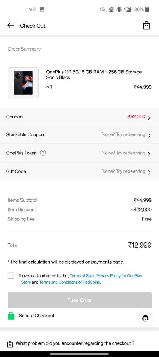OnePlus has restarted giving vouchers for devices with green lines. This time, there is additional discount voucher for OnePlus 11R.

My friend got greenline on his 8T and he was offered a voucher of 27k for all OnePlus devices and 32k for OnePlus 11R