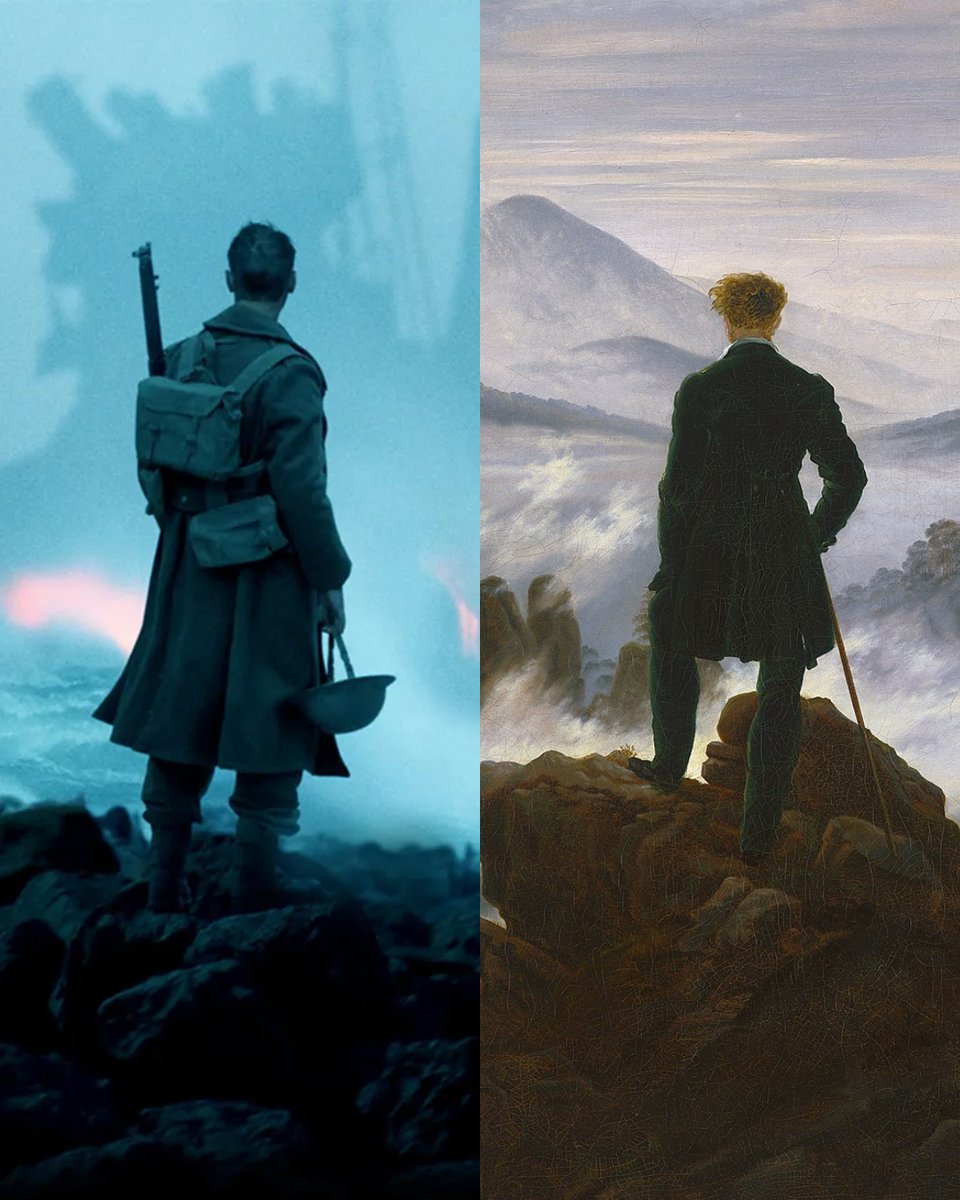 7. Dunkirk (Christopher Nolan) - Wanderer above the Sea of Fog (Caspar David Friedrich)