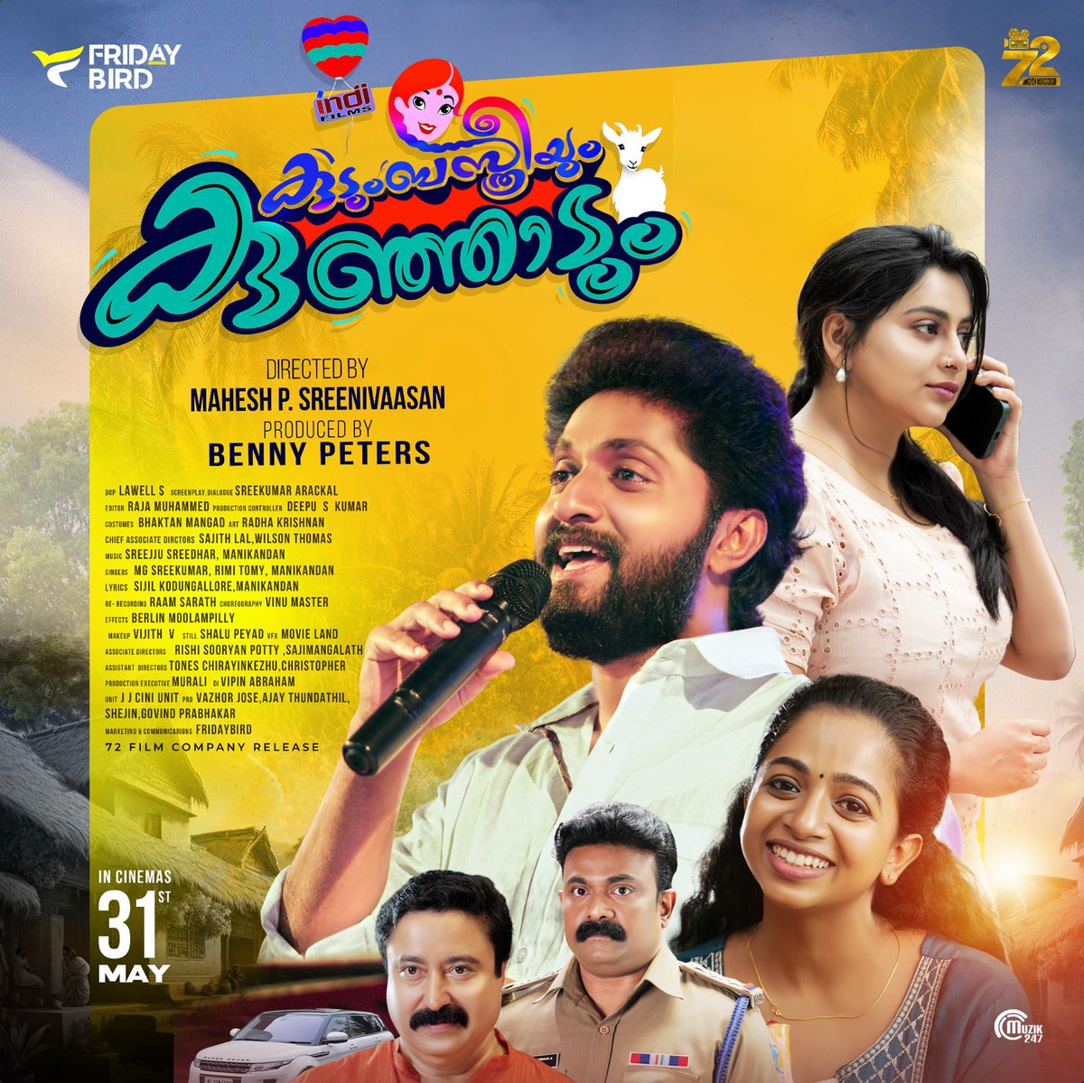 CinemaTweetz's tweet photo. Just a few days to go! #KudumbasthreeyumKunjadum arrives in cinemas this Friday, 31-05-2024. 

Get ready to laugh out loud! 🍿
#DhyanSreenivasan https://t.co/MSp4Hgl2kL