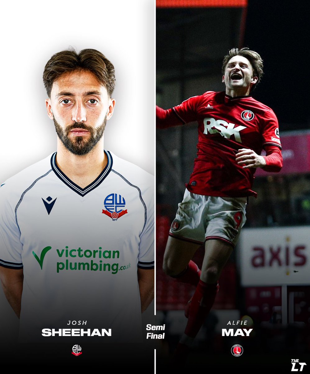 The League One FANS Player Of The Season Semi Final 2 Sponsored by @FootLeagueStore 👏

Josh Sheehan - Bolton Wanderers ⚪️
Alfie May - Charlton Athletic 🔴

#BWFC #CAFC