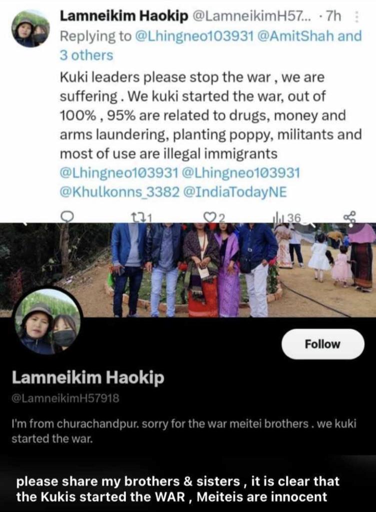 Creating account as kuki won't make you kuki ,we the kuki knows which community is behind this post ,who started this war? Those who burnt the anglo KUKI war memorial gate at leisang  are the one who started this war #MeiteiLiesXposed #MeiteiTerrorists