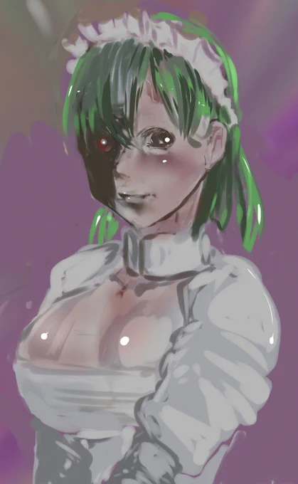 おっぱいがでかいけど顔の向こう側を見せてくれないメイドさん 