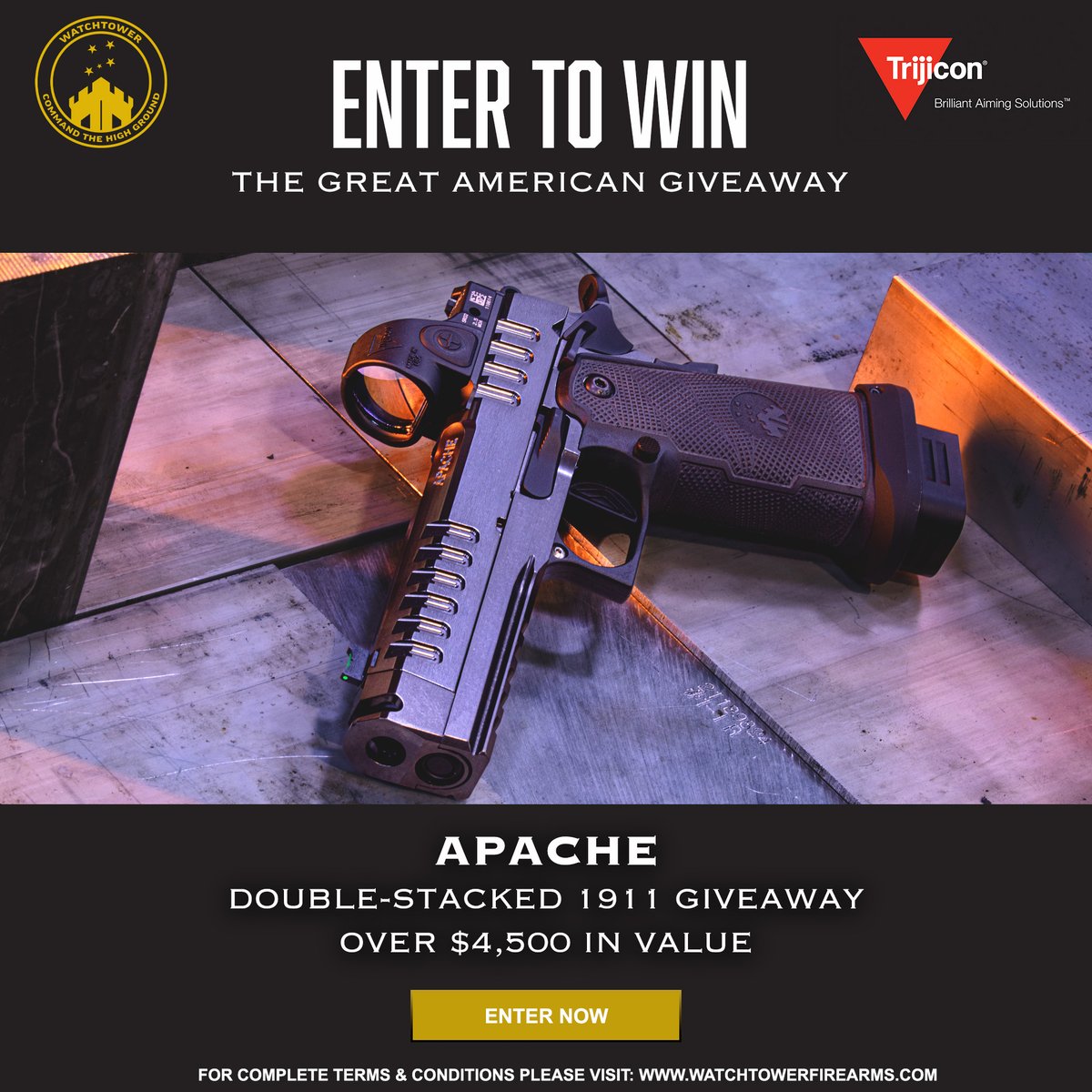 An SRO and APACHE for free? We partnered with Watchtower to give you a chance to win this setup. Enter the giveaway here: form.jotform.com/240944778156064 @WATCHTOWER_USA #SRO #Trijicon #NRA #WatchtowerFirearms