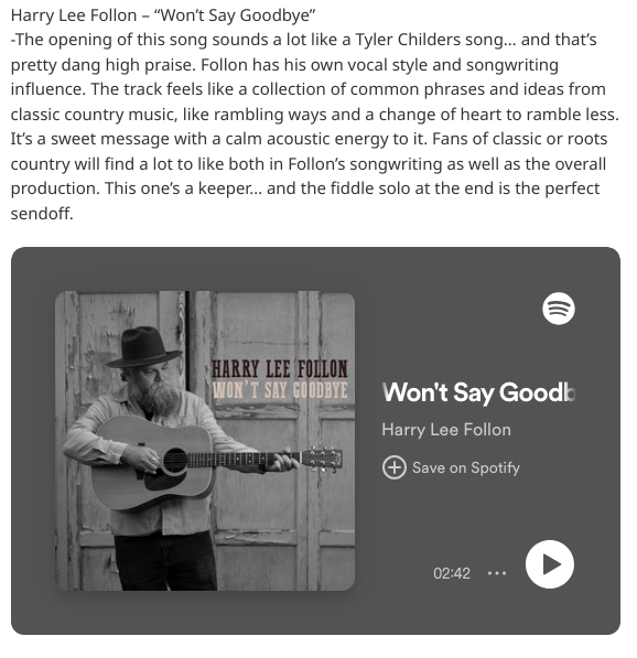 Thanks to <a href="/EarToThe_Ground/">EarToTheGroundMusic</a> for featuring Harry Lee Follon's new single "Won't Say Goodbye" from his upcoming EP Uncle's Lament!
<a href="/DownByThePoint/">Down By The Point</a> #CanadianMusic #americana #singersongwriter eartothegroundmusic.co/2024/05/23/thr… via <a href="/eartothe_ground/">EarToTheGroundMusic</a>