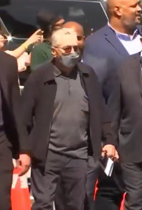 Standing outside to protest against President Trump was Robert DeNiro…wearing an N95 mask…outside…4 years after the Covid Scam. Lol. 

It should be very clear by now that the Hollywood Elites are idiots. Lol.