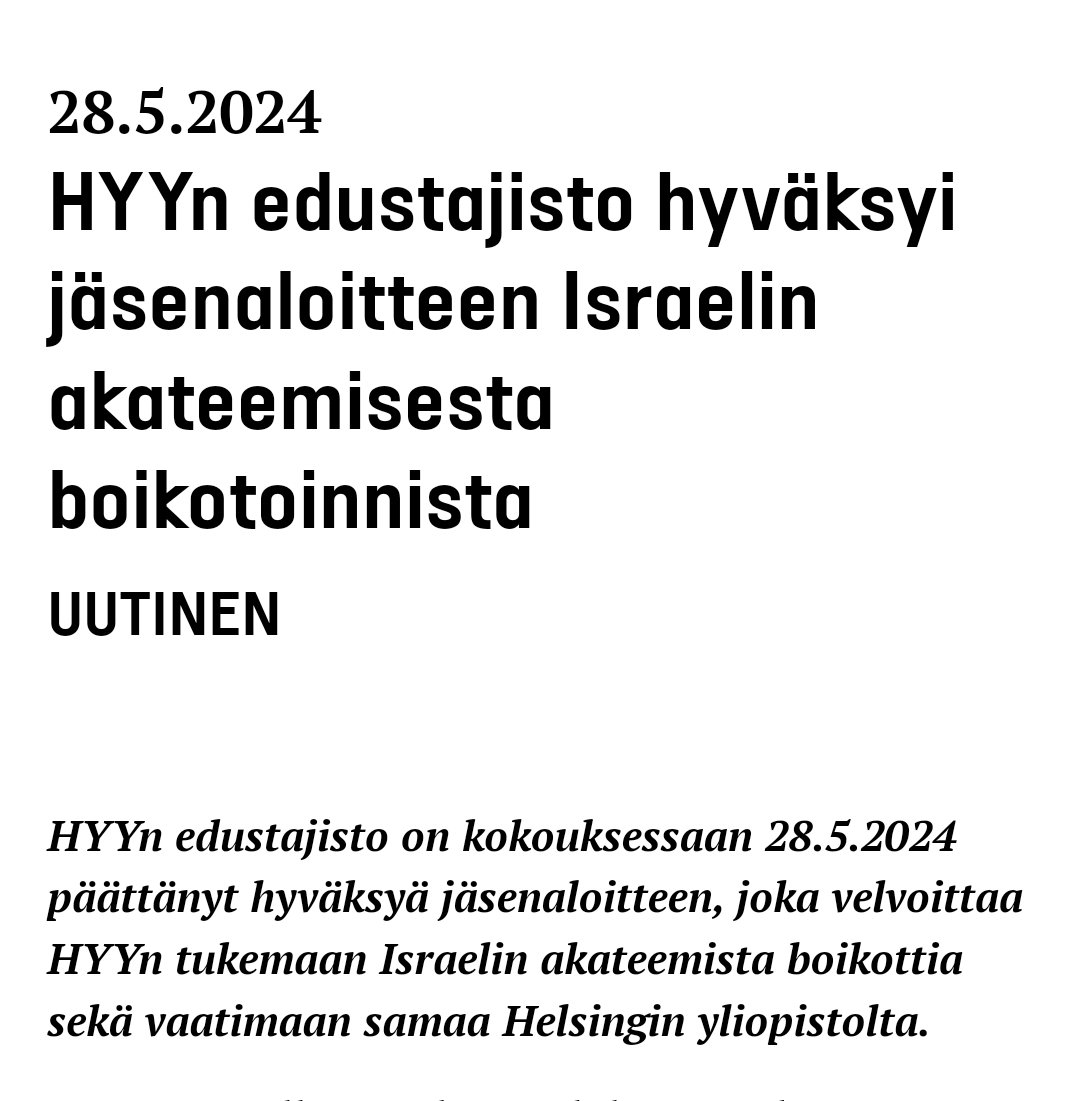 Ei ole hyväksyttävää, että kaikkia Helsingin yliopiston opiskelijoita edustava pakko-organisaatio alkaa harjoittaa ulkopolitiikkaa.

Ylioppilaskunnan pakkojäsenyys on vastoin perustuslaissa turvattua yhdistymisvapautta.

Ylioppilaskunnan pakkojäsenyydestä täytyy luopua!