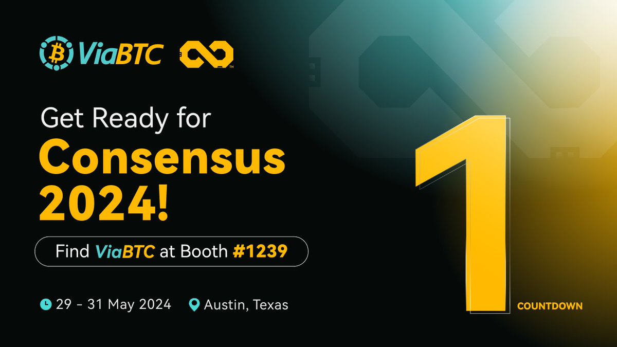 ViaBTC's tweet photo. 🎉 Consensus 2024 is just a day away! Join us in Austin at booth #1239 for thrilling activities and exciting giveaways. Don't miss out on the fun! 🚀 @consensus2024

#ViaBTC #Consensus2024 https://t.co/6QjXWKMBaq