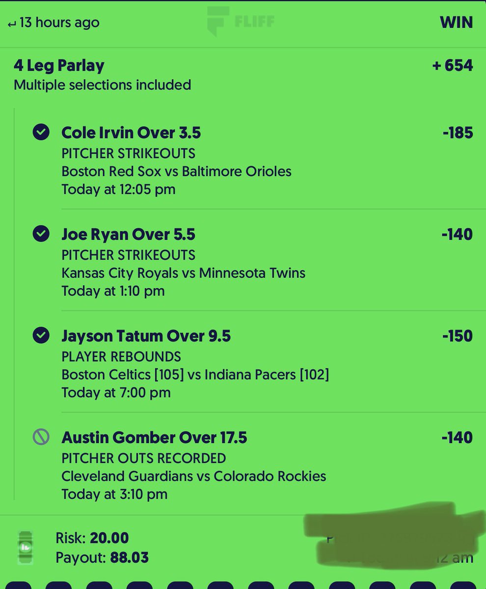 Fliff parlay ✅✅⚾️🏀