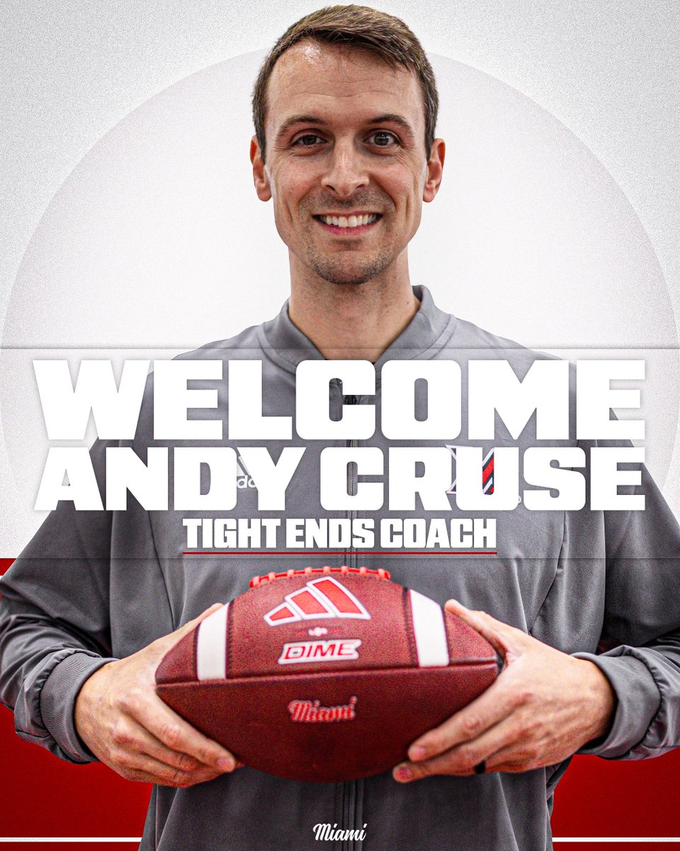 Miami Football (@miamiohfootball) on Twitter photo RedHawk Nation, Welcome Back Andy Cruse‼️
Tight Ends Coach | <a href="/ACruse15/">Andy Cruse</a>
#RiseUpRedHawks | 🎓🏆 RedHawk Nation, Welcome Back Andy Cruse‼️
Tight Ends Coach | <a href="/ACruse15/">Andy Cruse</a>
#RiseUpRedHawks | 🎓🏆